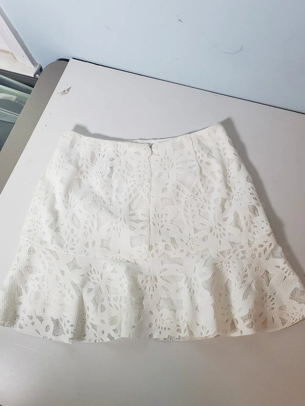Mini Skirt Duo American Eagle Outfitters White Tiered Lace Aqua Lace Ruffle Hem